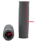Pair Of Rubber Handlebar Grips For Electric Scooters M365 Pro 1S Pro2 All Weather Grippy Rubber Replacement Black Non Slip Comfort With Vibration Dampening For A Softer Hand Feel Easy Install showing black grips with textured surface measuring 118mm x 22mm