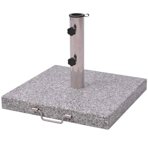 Grey Polished Granite And Stainless Steel Umbrella Stand With Transport Rollers, 17.7 Inch Base, Adapters For 1.5 And 1.9 Inch Poles