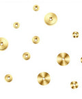 Brass Clock Hand Nut Set 12 Pcs Assortment for Quick Clock Fixes on Grandfather Wall and Mantel Clocks, shown in various sizes.