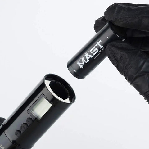 Cordless Tattoo Pen Kit With Rotary Cartridges Dual Batteries Custom Coreless Motor Power Supply High Precision Liner Shading Blend Pro Grade For Tattoo And SMP Smooth Run, battery close-up