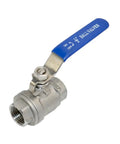 Heavy Duty NPT Female 316 Stainless Steel Full Port Ball Valve With Vinyl Handle, built to last, low torque operation, PTFE seals, 1000 WOG, half inch