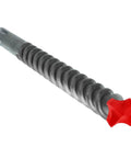 Rebar Demon SDS-Max 4-Cutter Full Carbide Head Hammer Drill Bit with Tri-Metal Fusion Weld, showing red carbide head tip.