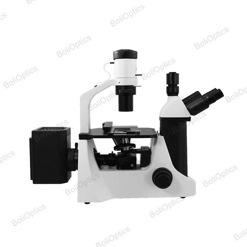 100X-400X Inverted Fluorescence Microscope With Trinocular Head And Dual Illumination Pro-Grade Lab Microscope For Biological Imaging And Cellular Work HM FM03030303, side view