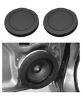 2 Pack 6.5 Inch Car Speaker Foam Seals Slick Self Adhesive Damping Rings resting over a speaker in a car door panel.
