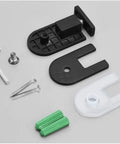 Heavy Duty Glass Door Hinge 360 Degree Pivot Rotation For Smooth As Butter Bathroom And Shower Doors Rock Solid 304 Stainless Steel Hardware Replacement Kit For Tempered Glass Cabinets And Wine Showcase Frames Up To 10mm Thick One Pack hardware kit components including black and clear parts, screws, and an Allen wrench.