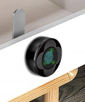 Slick Smart Drawer Fingerprint Lock With Lightning Fast Unlock And No Sweat Charging For Tv Console Bedroom Nightstand Shoe Rack And Office Locker In Rock Solid Aluminum Black Setup on a drawer.
