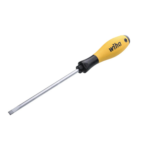 Slotted screwdriver from Six Piece Slotted And Phillips Screwdriver Set With ESD Safe Cushioned Grips, Through Hardened Tips, Chrome Finish