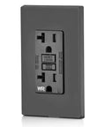 Self Test Smartlockpro Slim GFCI Receptacle With Bright LED Light Built Like A Tank Weather Resistant Tamper Proof Top Shelf Heavy Duty Design 20 Amp Ground Fault Protector Black 10 Pack backside view with reset and test buttons.