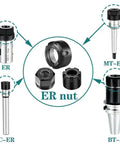 Solid White ER Collet Nut For CNC Milling, Lathe Tool Holder, 20xM24x1.0, showcasing various ER nut types and sizes.