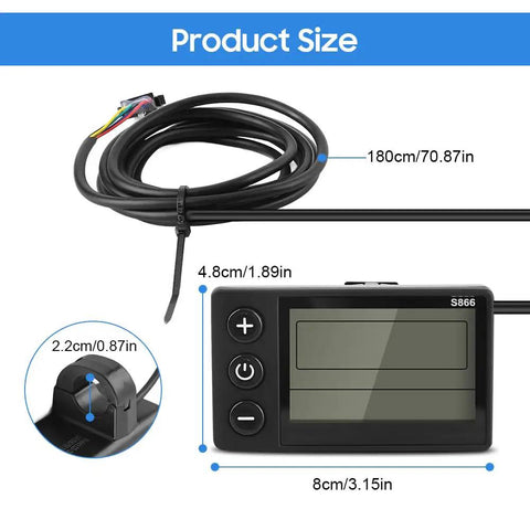 S866 Display Panel For Electric Bikes And Scooters, Compatible With 24V 36V 48V Systems, Real Time Speed Readout, Trip Computer, Power Monitoring, And Easy System Control For Quick Bike Upgrades