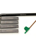 Five Piece Indexable Lathe Tool Set With Half Inch Shank Including Four Carbide Turning Tool Holders And One Boring Bar