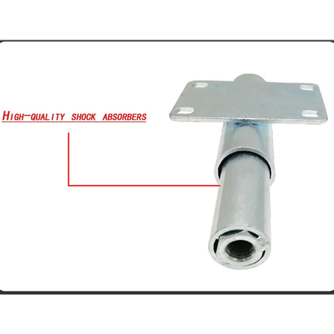 Friction Free 4 Inch Retractable Gate Casters With Heavy Duty Shock Dampening And Quick Flex Lifter For Dead Quiet Iron Gate Rolling Universal Swivel Wheels One Piece Graphite Gray, showcasing high-quality shock absorbers.