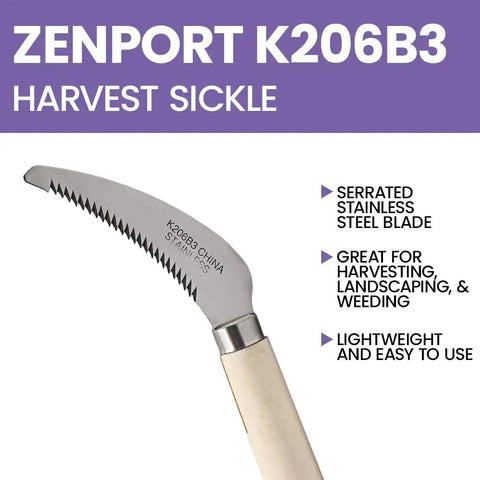 Berry Knife And Weeding Sickle With Lightweight Wood Handle, Stainless Steel Garden Tool Featuring A 4 Inch Deep Serrated Blade