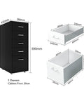 Locking Metal Filing Cabinet With Five Drawers For Under Desk Office Storage dimensions and drawer details