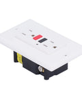 Heavy Hit Smart GFCI Outlet With Built Tough Safety Shutters And Slick 15 Amp 120 V Wall Socket in white for indoor and outdoor use.