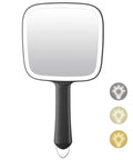 Lighted Handheld Mirror With Three Color Temperature And Dimmable Lights For On The Go Makeup Hair Styling And Shaving Battery Operated