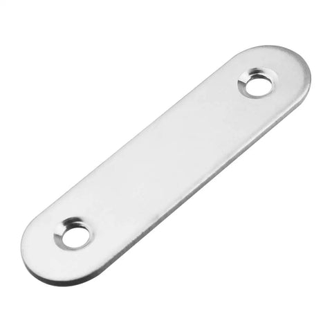 Straight Up Rock Solid Heavy Duty Stainless Steel Flat Corner Brace Plates For Furniture Repair Woodworking Joints Top Shelf Hardware Pro Grade Silver Brackets Pack Of 30 showing a flat 60x16x2mm stainless steel plate.
