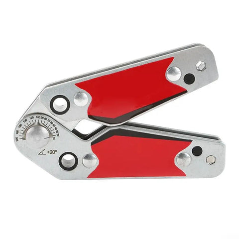 Dope Heavy Duty Welding Magnet With 77 Lbs Pull Power For Steel And Metal Works Adjustable Angle From 20 To 200 Degrees Red Size M tool showing adjustable angle feature.
