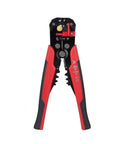 Mengkk Multifunctional Crimpers Tool With Automatic Wire Stripping And Cutting Machine For Professional Ethernet Cable Termination Rojo, front view of red and black crimping pliers.