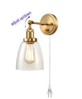 Industrial Brass Swing Arm Wall Sconces Set Of 2 Glass Bell Lamps Hardwired Or Plug In With 2 In 1 Design For Dry Locations