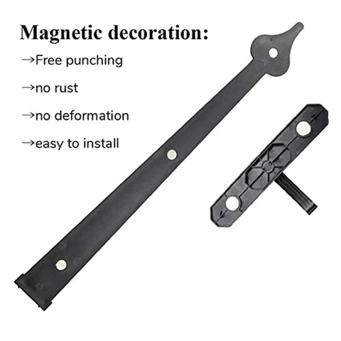 Premium 6 Piece Steel Garage Door Handle Hinge Kit With Smooth Damping Decorative Hardware Set Built Like A Rock For Cabinets And Doors No Kickback Ever, black magnetic decoration for easy installation.
