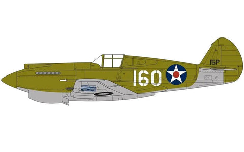 WWII Curtiss P 40B Warhawk Scale 1 48 Plastic Aircraft Model Kit In Green And White Side View