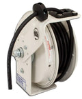 Tough As Nails Retractable Power Cord Reel With 12Ga SJOW Cable 50 Foot Length And Rugged White Powder Coat Finish side view of cord winder