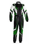 Custom Digital Printed Karting Suit For Adults And Kids, Lightweight Breathable Motorsport Gear with green and black design