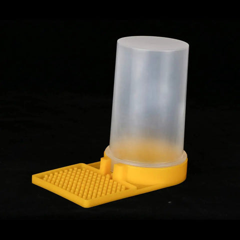 Bee Water Dispenser For Beehives Durable Plastic Drinking Nest Feeder Entrance Feeder For Hives, yellow and transparent design.