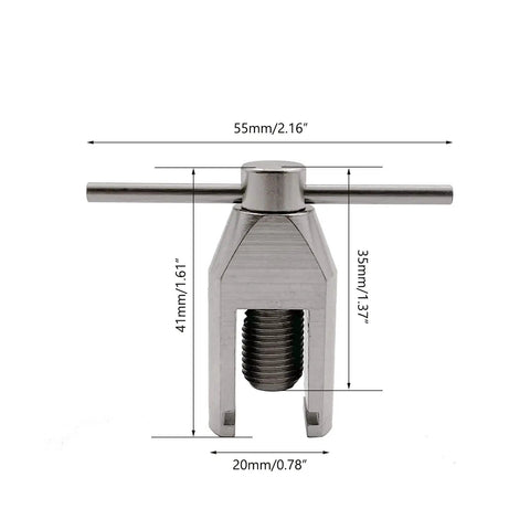 Pinion Gear Puller Kit for RC Motors and Pinion Removal, metal tool with dimensions, front view