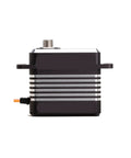 Dialed In High Torque Rc Servo Featuring Coreless Motor And Fully Waterproof Steel Case 8 4v side view with metal casing and connectors.