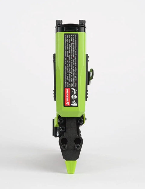 Front view of Top Tier 23 Gauge Headless Pin Nailer With Auto Lock Out And Adjustable Edge Guide, compact aluminum body.