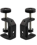 Universal C-Clamp Aluminum Desk Mount Holder Stand With 1/4 Inch And 3/8 Inch Threads, black finish, two pack, side view