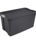 Hella Tough 12 Pack 45 Gallon Wheeled Latch Totes With Smooth Rolling Wheels And Secure Snap Caps For Zero Hassle Home Organization Heavy Duty Stackable Plastic Storage Bins in gray with lid