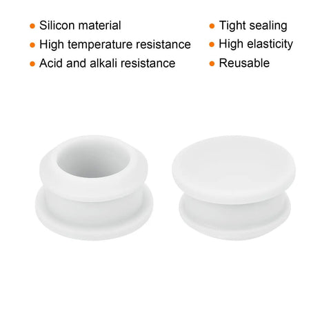 Straight Up Silicone Snap In Hole Plugs Feature A Dead Reliable Waterproof Seal Cover For No Drama Kitchen Panel Patching Flush Mount Rubber Bulkhead Caps 17mm White Round Shape Pack Of Four, showing two white silicone caps.