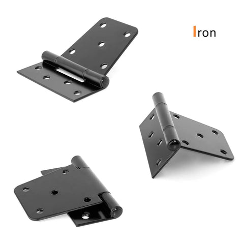 Two Pack Heavy Duty Black Metal Outdoor Hinges Built Like A Tank For Exterior Barn Gates And Sturdy Wood Doors Real Workhorse Grade Zero Rust Guarantee, iron construction, matte black finish, multiple angles.