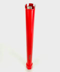 Front view of red diamond core drill bit with hex shank, standing upright for concrete/masonry drilling.