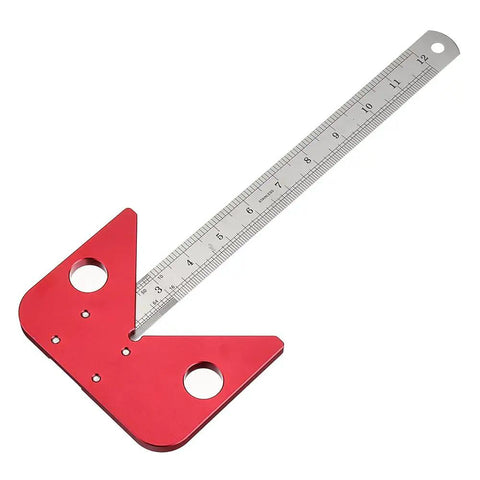 Go To Center Finder Tool Pro Grade For Woodworking And Lathe Quick Accurate Circle Centering And Marking Tool, aluminum, angled view.