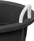Close-up of 17 Gallon Heavy Duty Plastic Storage Bucket With Sturdy Rope Handle For Home Garden Garage Or Workshop Use