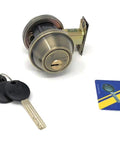 Boss Level Security Grade 2 Single Cylinder Deadbolt With Thumb Turn, Adjustable Backset 2 3/8 or 2 3/4, Antique Brass Finish