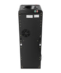 Back view of Top Loading Water Cooler With Three Temperature Options Hot Cold Warm For Three Or Five Gallon Bottles Stainless Steel Liner 75W Cooling And 550W Heating Child Safety Lock Black Finish For Home And Office