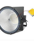 Tough As Nails Rechargeable Led Floodlight With Ip66 Waterproof Rating And Tempered Glass Build For Yard And Jobsite Projects That Goes Off Running And Slashes Power Bills All Day Long close-up view of LED floodlight with reflector and connector.