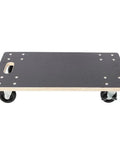 Heavy Duty Wooden Moving Dolly Set With 4 Smooth PP Wheels And Smart Brakes For Effortless Sliding of heavy items on a black textured surface.