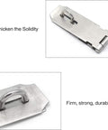 Stainless Steel Door Hasp Latch 5 Inch Extra Thick Packlock Clasp Lock With Screws Brushed Finish detailed close-up view