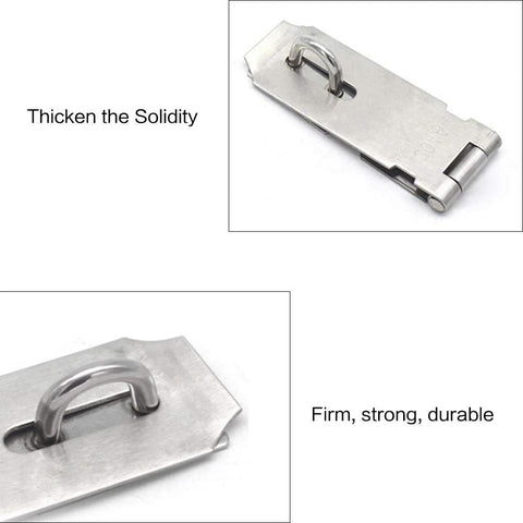 Stainless Steel Door Hasp Latch 5 Inch Extra Thick Packlock Clasp Lock With Screws Brushed Finish detailed close-up view