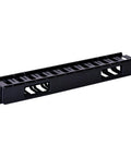 1U 19 Inch Plastic Server Rack Cable Management Raceway With Removable Panel Cover, black, front view