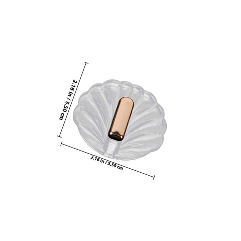 Clear shell-shaped Six Pack Peel And Stick Wall Hooks With Rock Solid Hold For Zero Hassle Bathroom Setup Self Adhesive Hangers.
