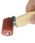 Heavy duty silicone seam roller, 40mm red roller with wooden handle and metal hub for roofing tape