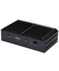 16 Core Mini Pc Barebone Server Using Intel Atom C3958 Chipset Delivering Hella Smooth Networking Via Five 2point5G Ports And Four Sfp Slots Perfect For Your Badass Homelab Rig Open For Ram And Drives During Initial Setup back view with ports and cooling fins.