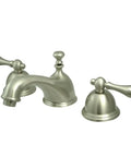 Restoration Widespread Lavatory Faucet With Two Handle Deck Mount In Brushed Nickel Solid Brass Build, Drip Free Ceramic Disc, 8 To 16 Inch Spread For 3 Hole Setup, Includes Brass Pop Up, 1.2 GPM At 60 PSI